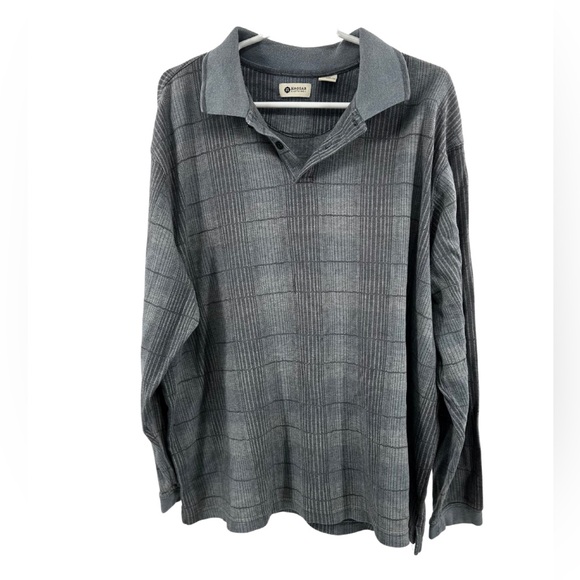 Haggar Other - Haggar Blue and Gray long sleeve thick Polo Shirt XXL work office plaid
